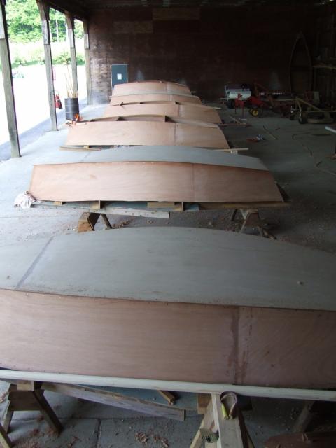 Day two, Upside down boats on the sawhorses